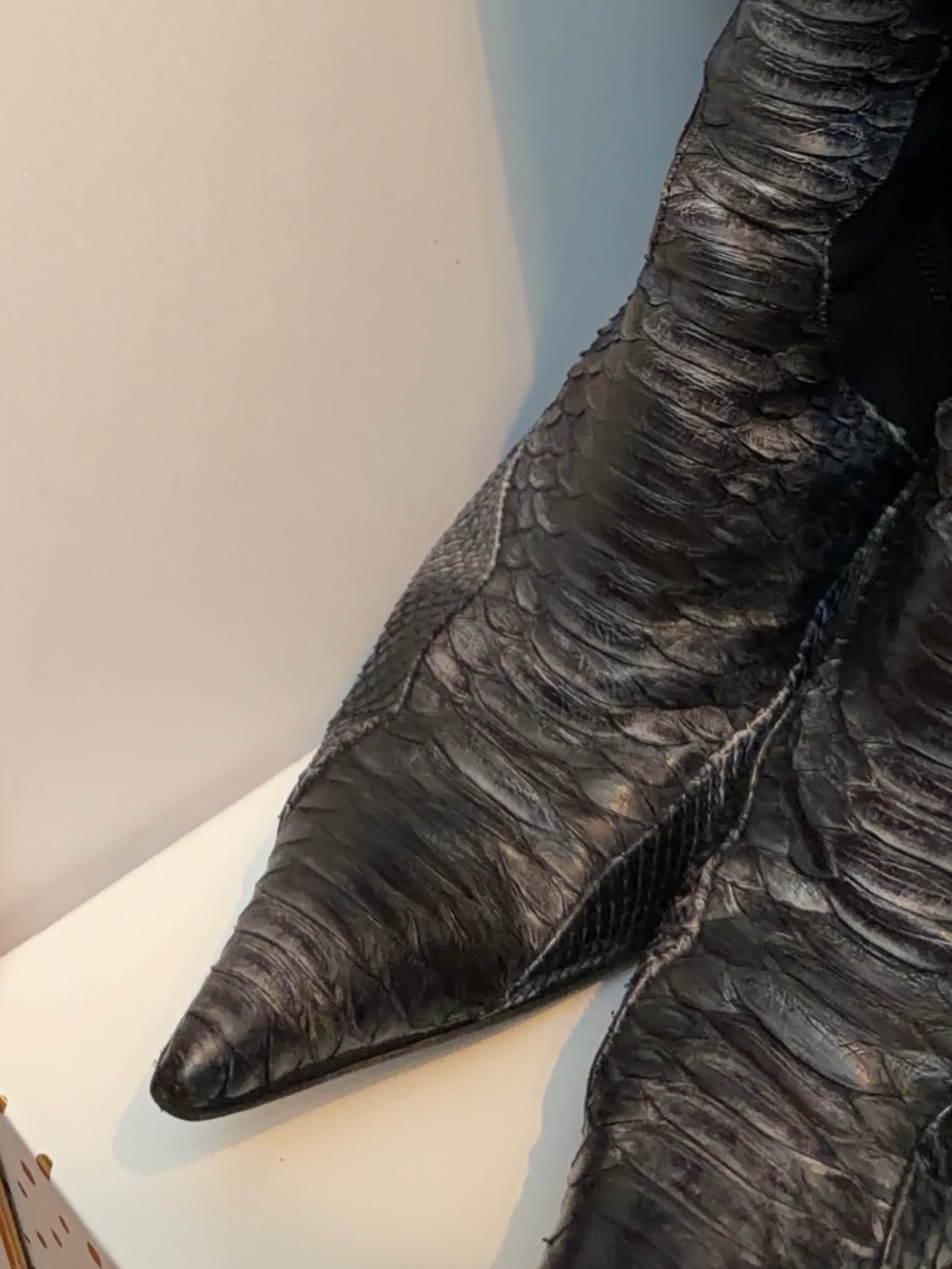 Vintage Italian python and suede Stiletto Boots - Picture 4 of 14
